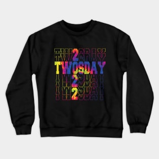 Happy twosday 2/22/22 tie dye twosday 2022 for boys Crewneck Sweatshirt